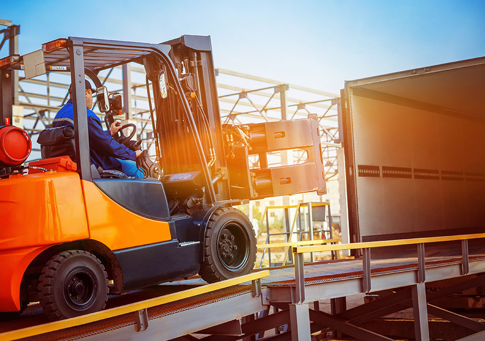 Forklift loading container